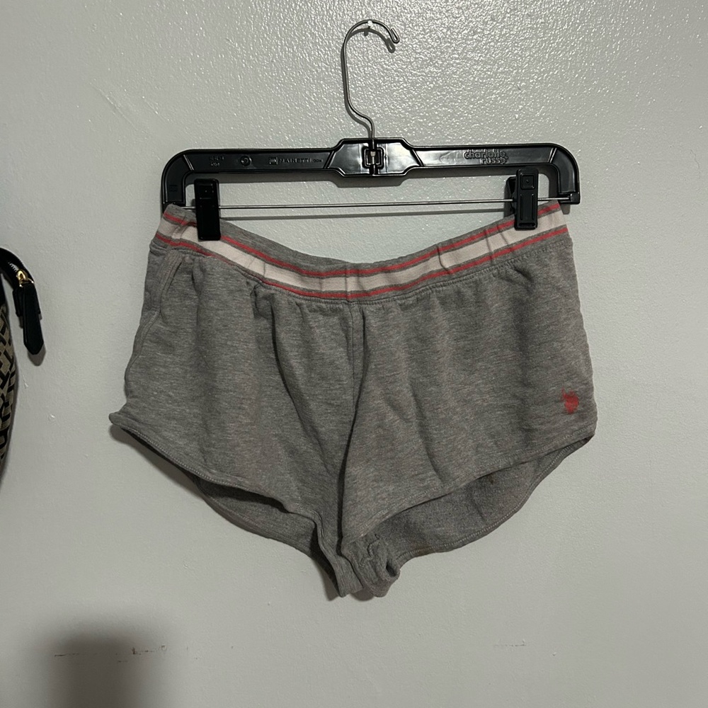 Polo shorts , grey and pink and white line